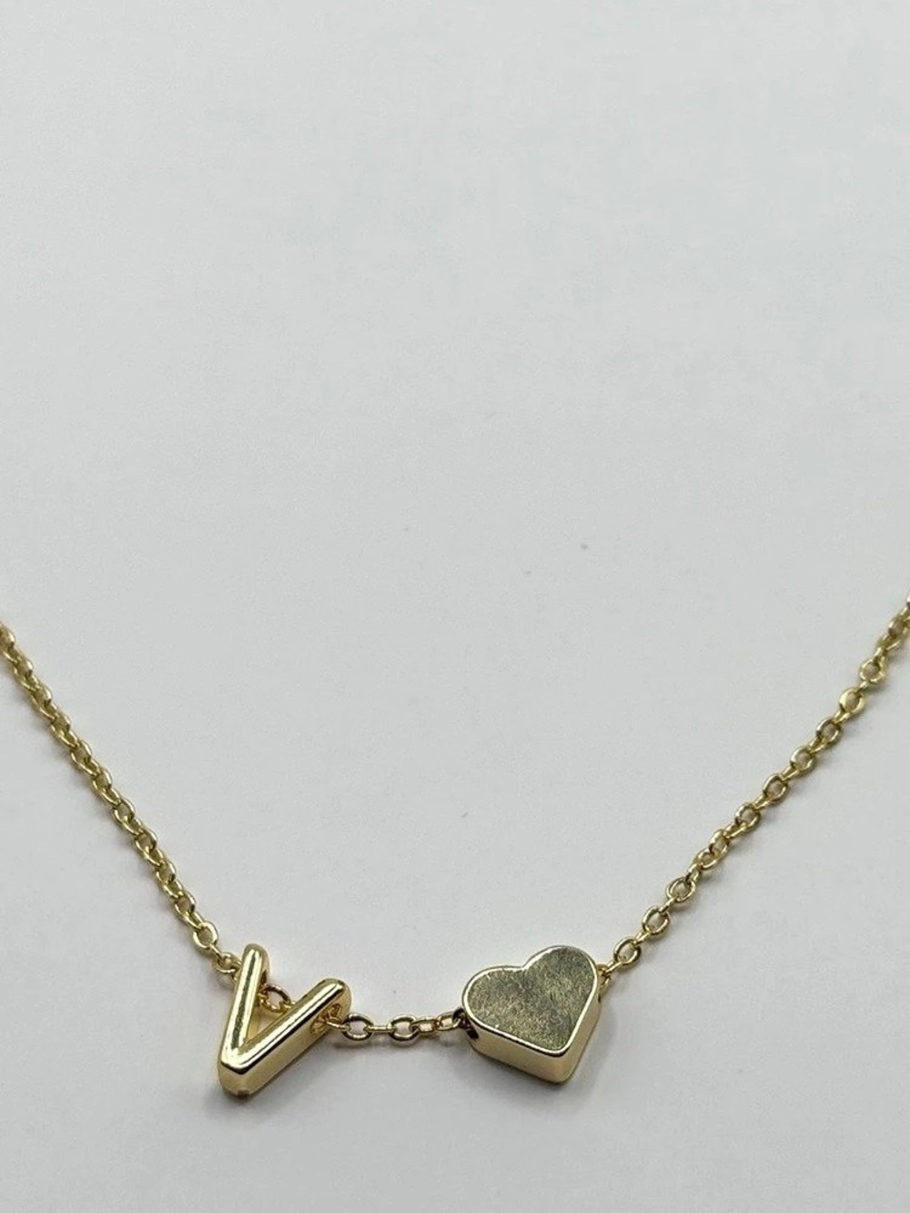 14K Gold Plated Initial A Heart Necklace 18"+2" Adjustable Chain